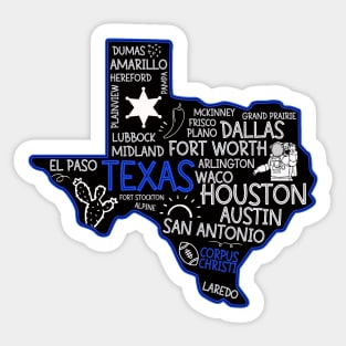 Corpus Christi Texas cute map Houston San Antonio Dallas Austin Fort Worth El Paso Sticker